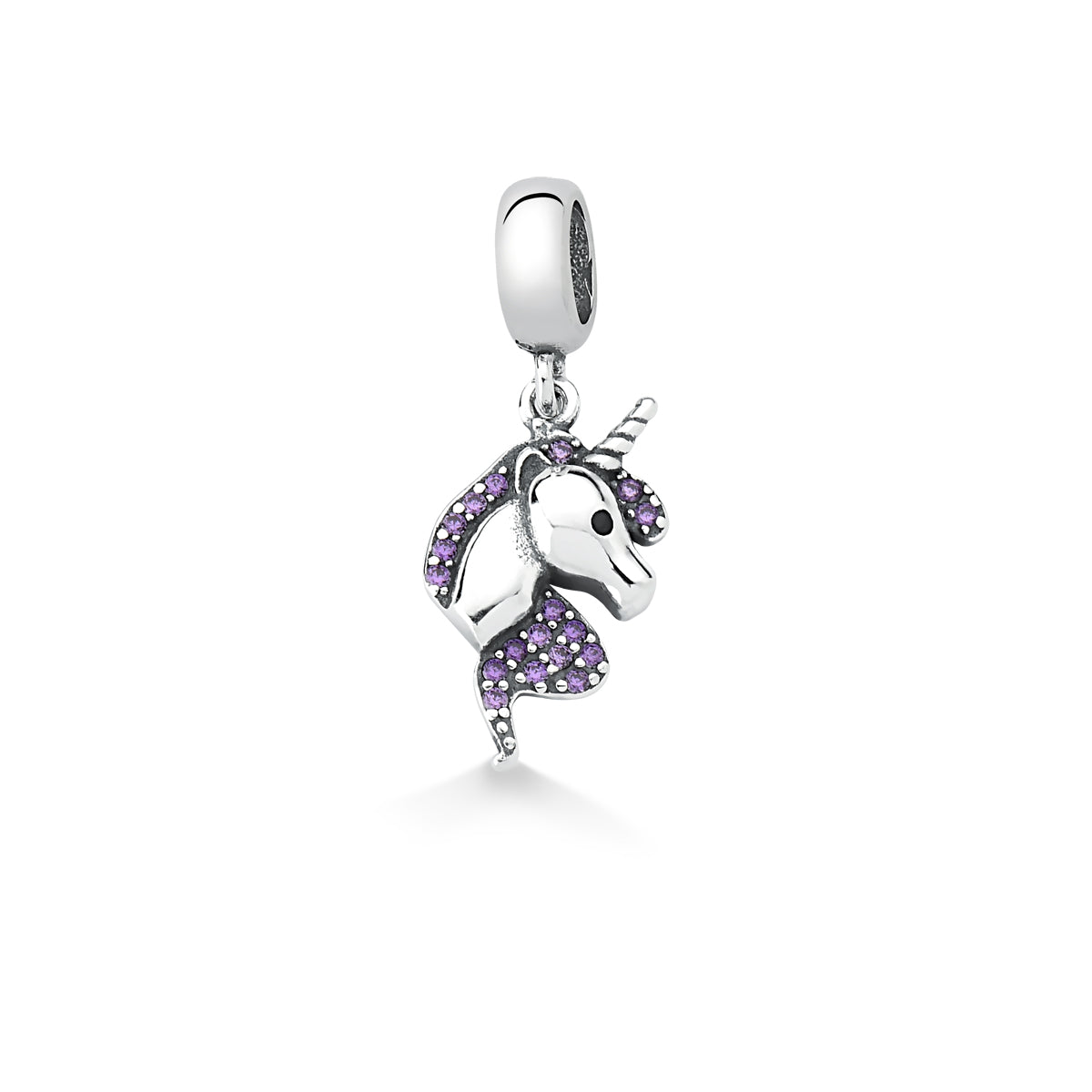 Charm de unicornio con circonita cúbica