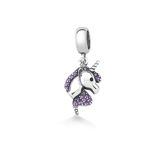 Charm de unicornio con circonita cúbica